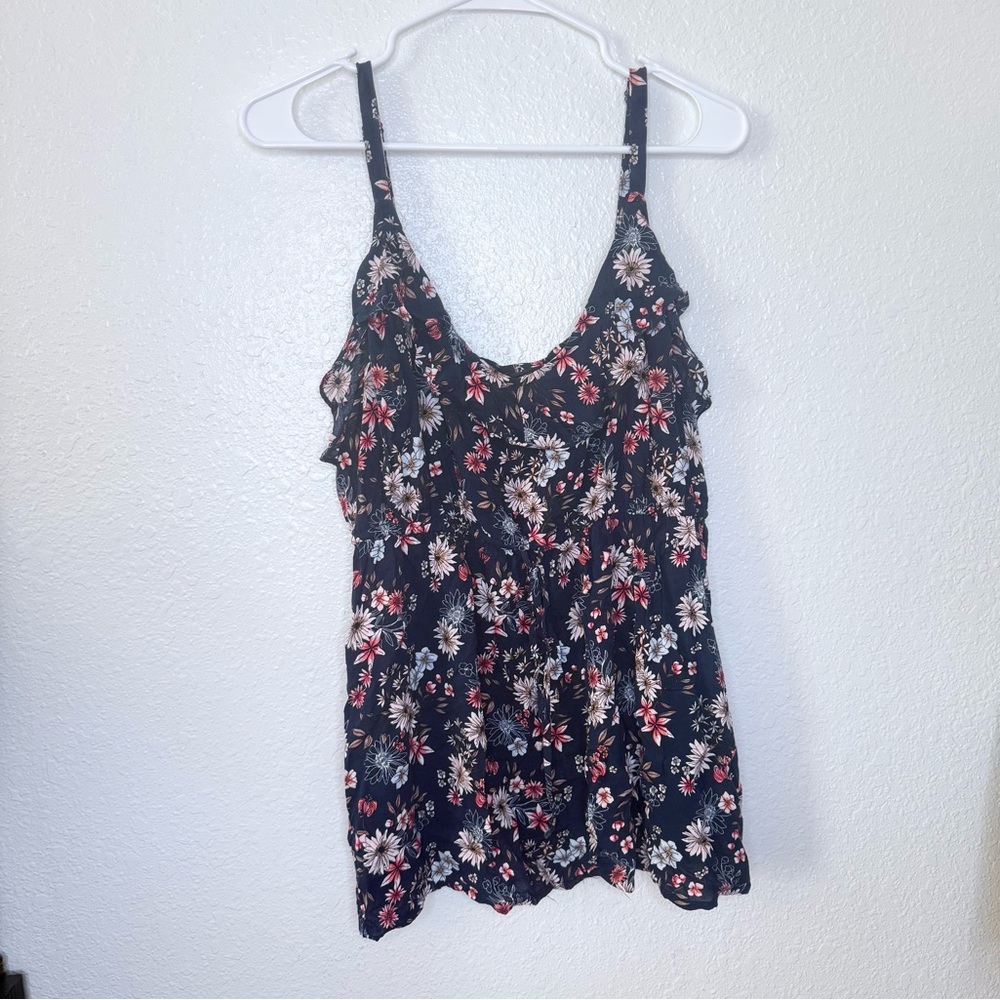Torrid Floral Spaghetti Strap Ruffle Tie Waist Tank Top Size 2X